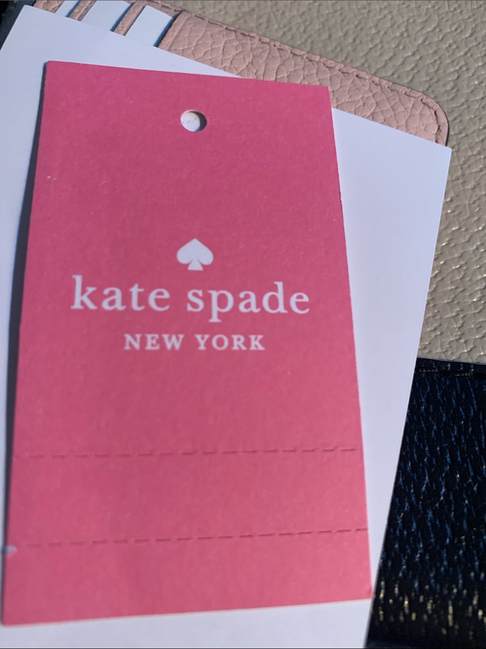kate spade Pink and Black Textured Leather Card Holder - Picture 3 of 5